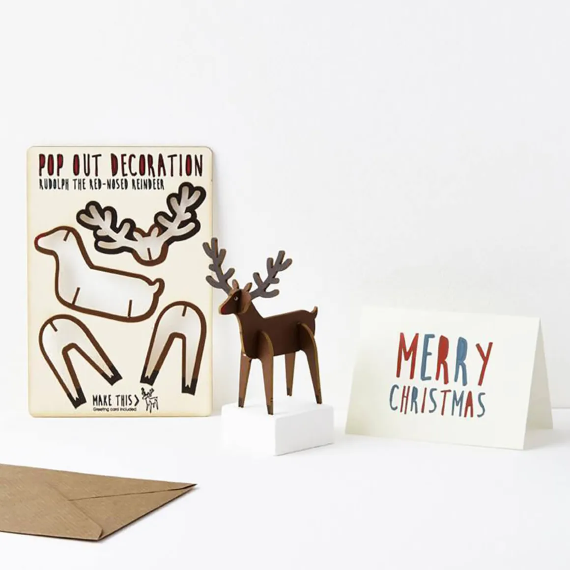 Rudolph Pop Out Decoration And Christmas Card by The Pop Out Card Company