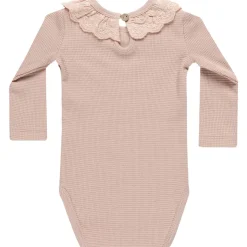 Ruffle Collar Bodysuit in Blush by Quincy Mae - Last Ones In Stock - 0-6 Months