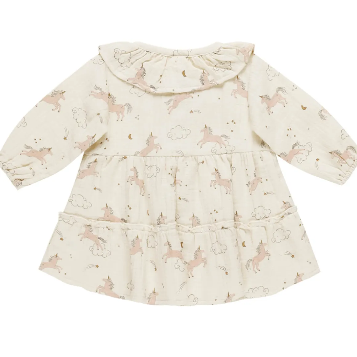 Ruffle Collar Button Dress in Unicorns by Quincy Mae