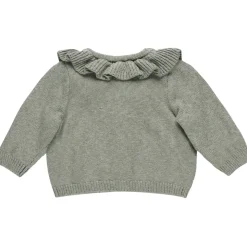 Ruffle Collar Cardigan in Basil by Quincy Mae