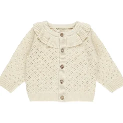 Ruffle Collar Cardigan in Natural by Quincy Mae