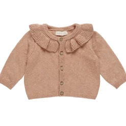 Ruffle Collar Cardigan in Rose by Quincy Mae