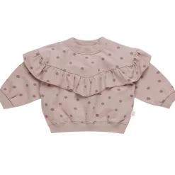 Ruffle Fleece Sweatshirt in Polka Dots by Quincy Mae