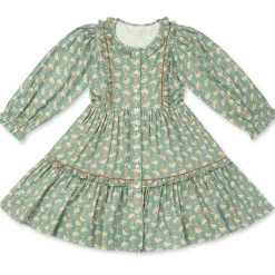 Ruffle Ivy Dress in Fall Block Print by Lali