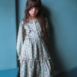 Ruffle Ivy Dress in Fall Block Print by Lali
