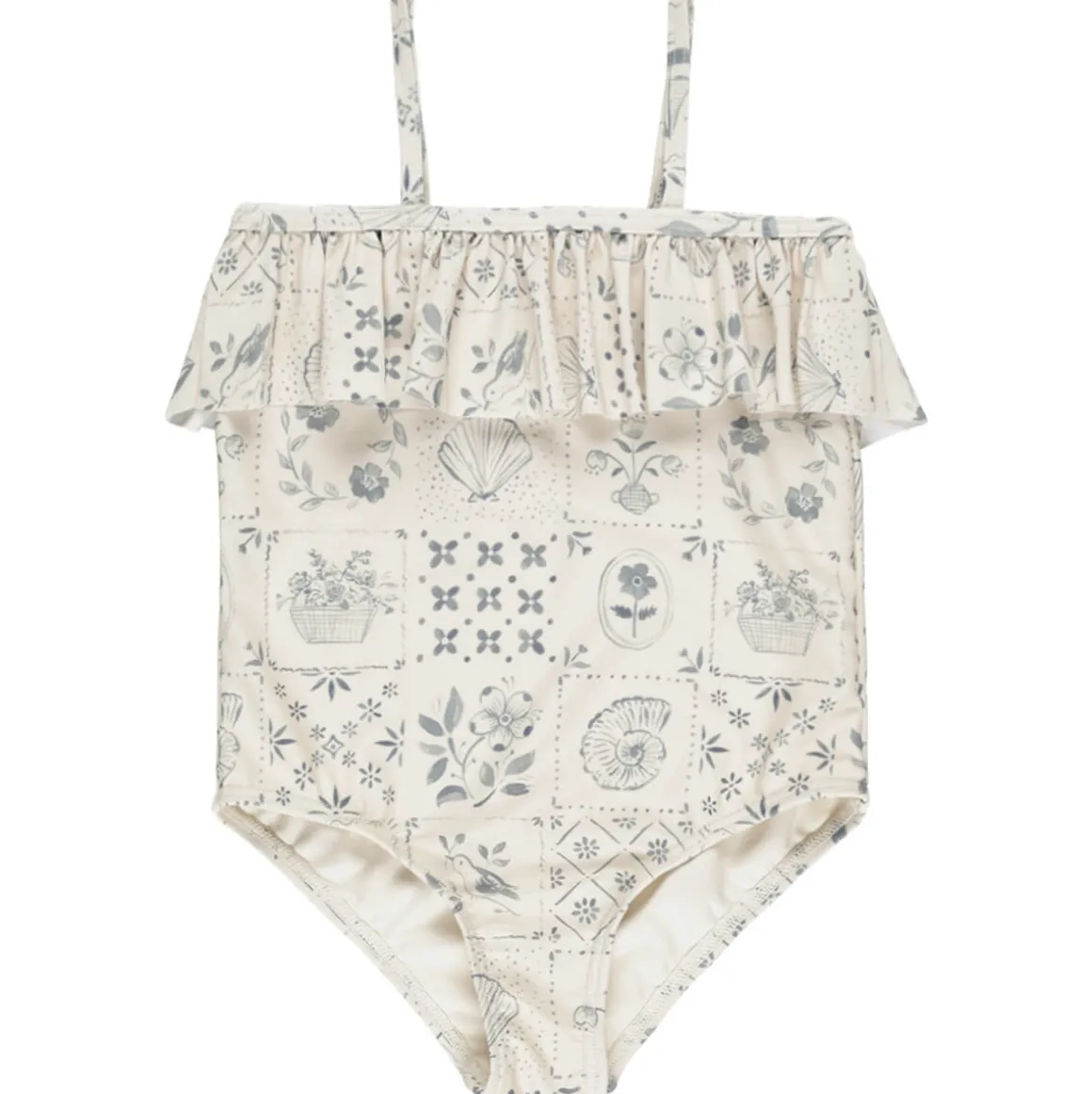 Ruffle One-Piece Swimsuit in Tile by Rylee & Cru