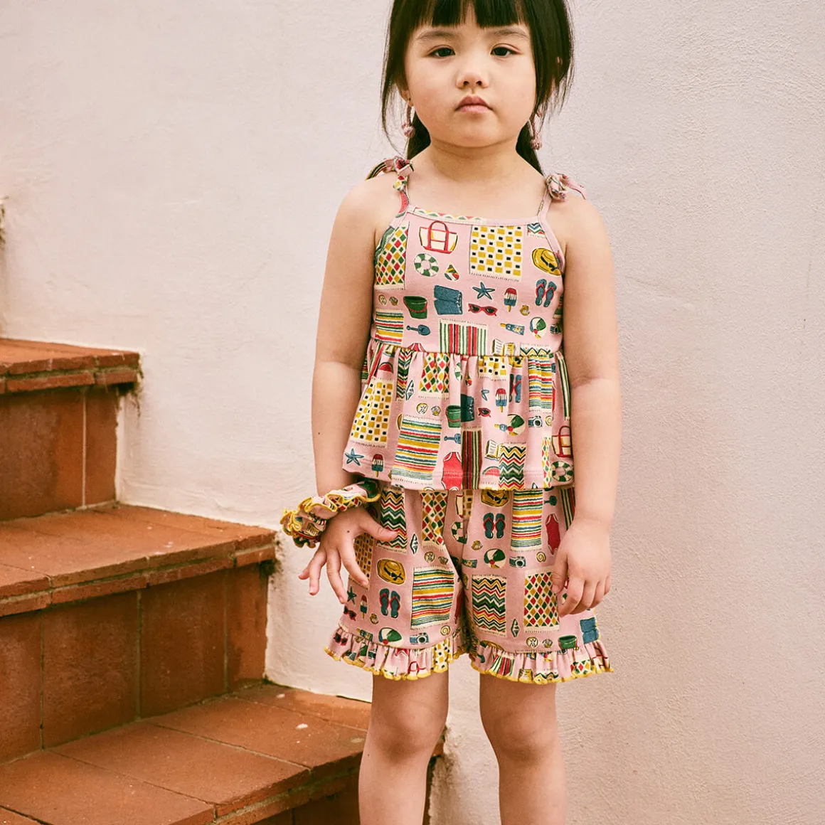 Ruffle Short in Parfait Beach Day by Misha & Puff