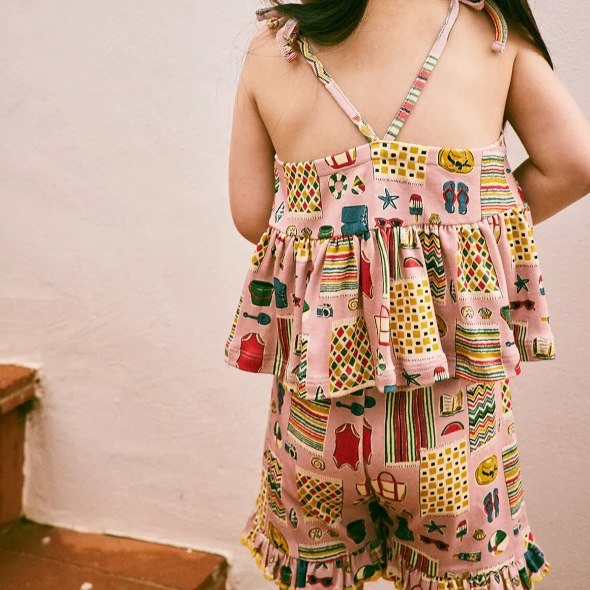 Ruffle Short in Parfait Beach Day by Misha & Puff