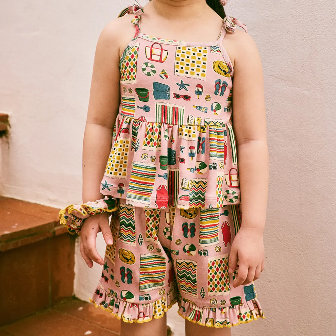Ruffle Short in Parfait Beach Day by Misha & Puff