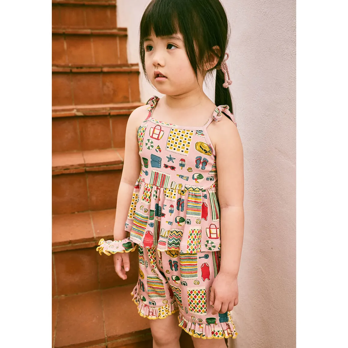 Ruffle Short in Parfait Beach Day by Misha & Puff