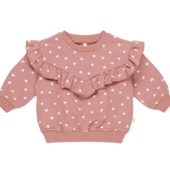Ruffle Sweatshirt in Lipstick Hearts by Quincy Mae