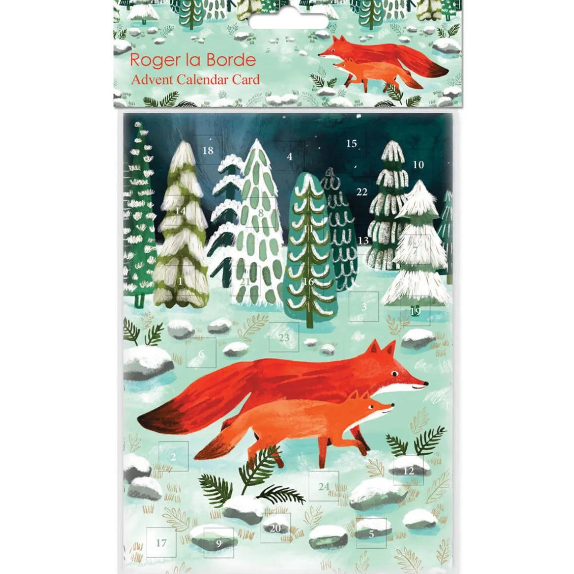 Running Foxes Advent Calendar Greetings Card By Roger La Borde