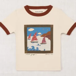 Sailboat Collage Ringer Tee in Bisque by Misha & Puff