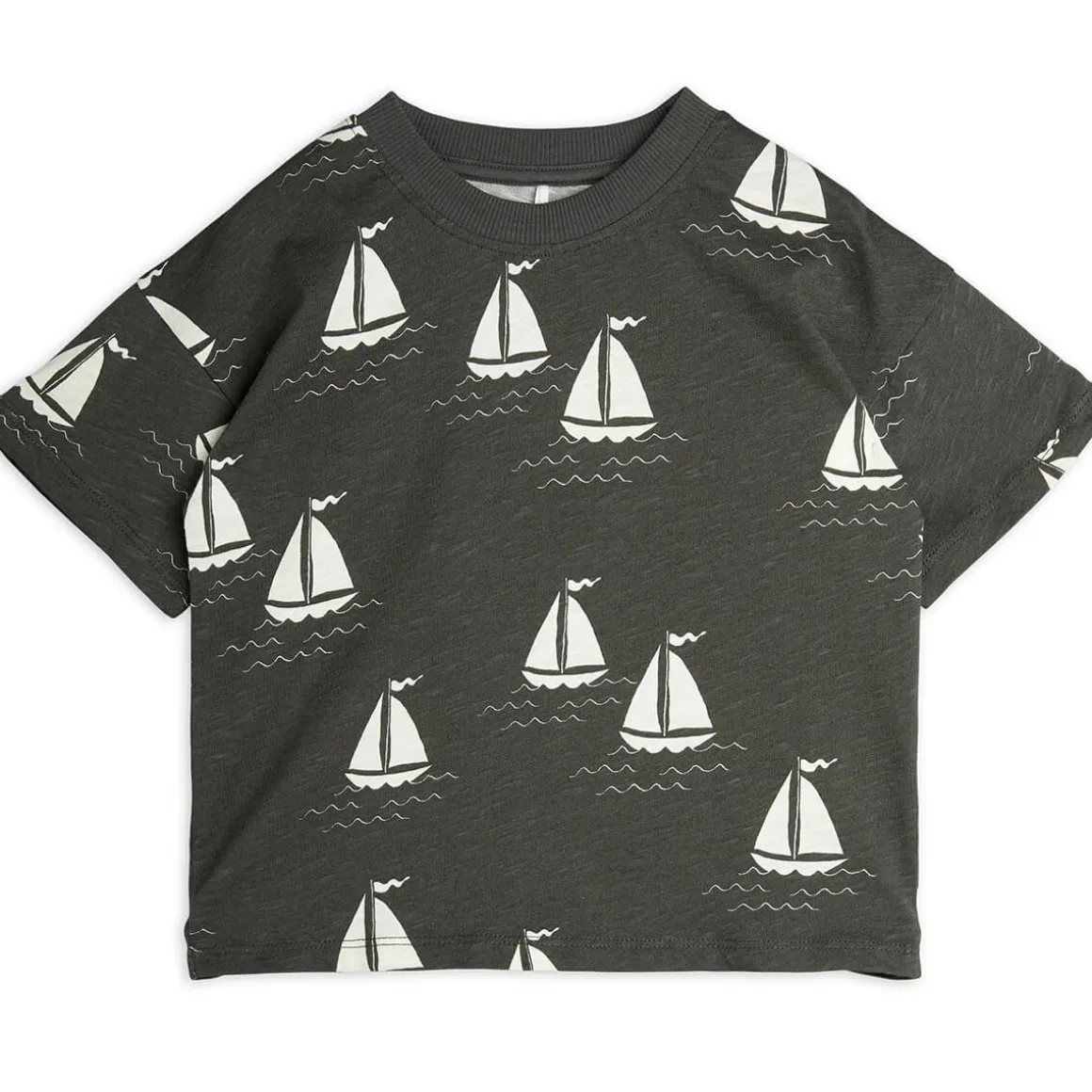 Sailing Boats T Shirt in Grey by Mini Rodini
