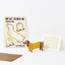 Sausage Dog Pop Out Decoration And Greetings Card by The Pop Out Card Company