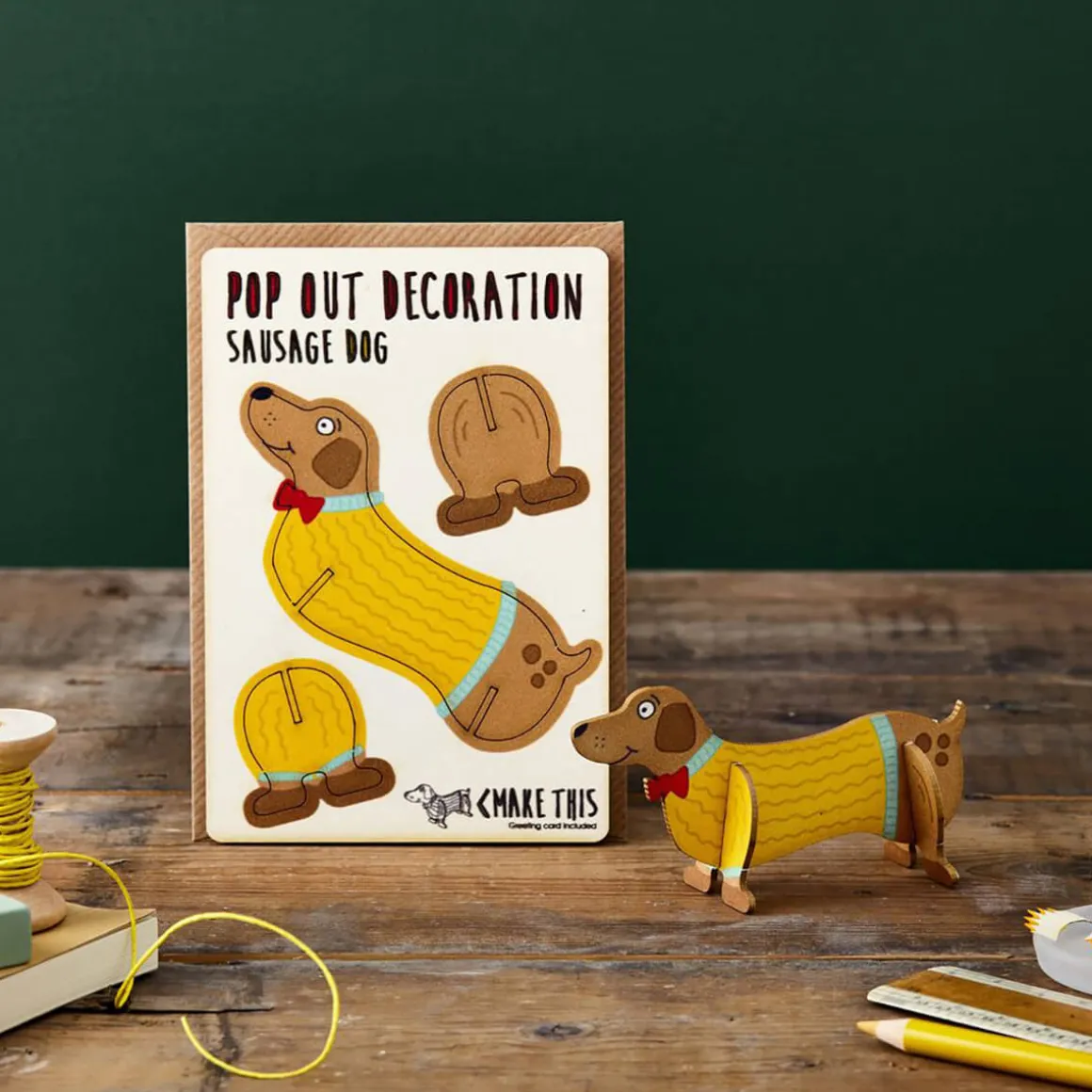 Sausage Dog Pop Out Decoration And Greetings Card by The Pop Out Card Company