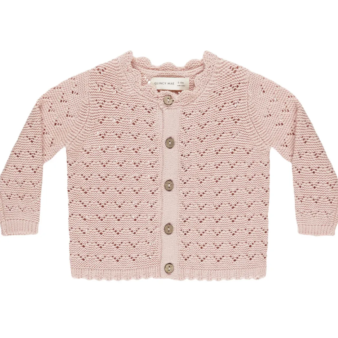 Scalloped Cardigan in Bubblegum by Quincy Mae