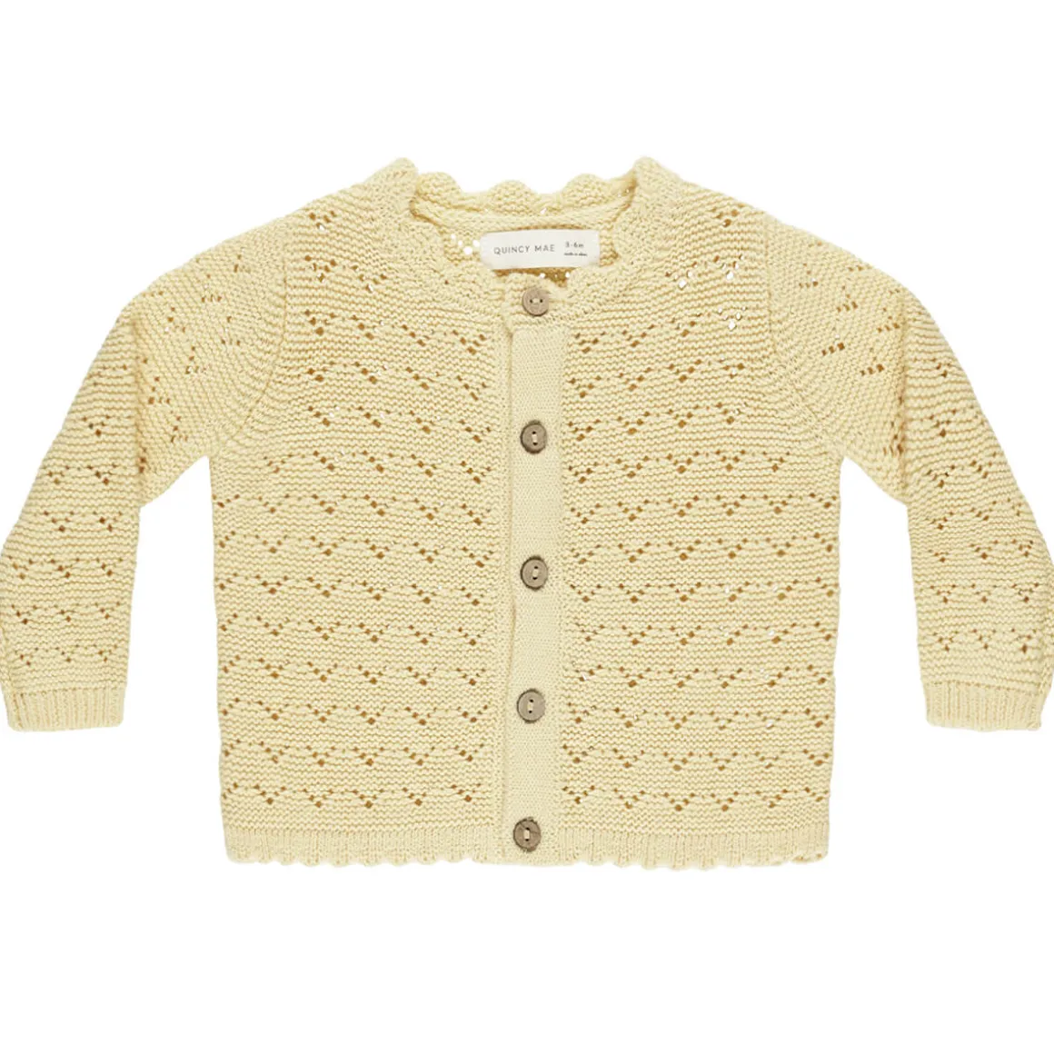 Scalloped Cardigan in Yellow by Quincy Mae