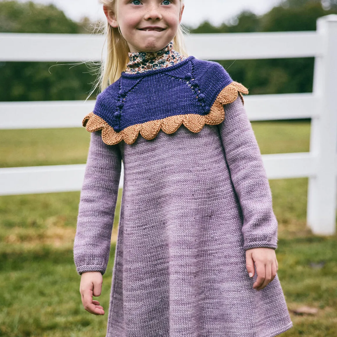 Scallop Yoke Tunic Dress in Periwinkle by Misha & Puff - Last Ones In Stock - 4-8 Years