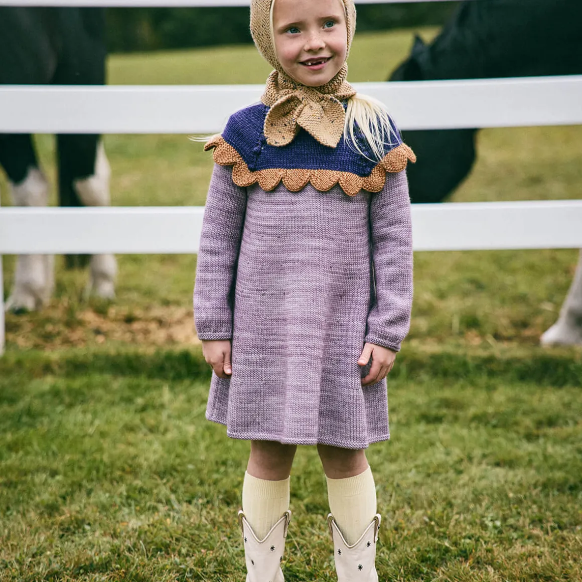 Scallop Yoke Tunic Dress in Periwinkle by Misha & Puff - Last Ones In Stock - 4-8 Years