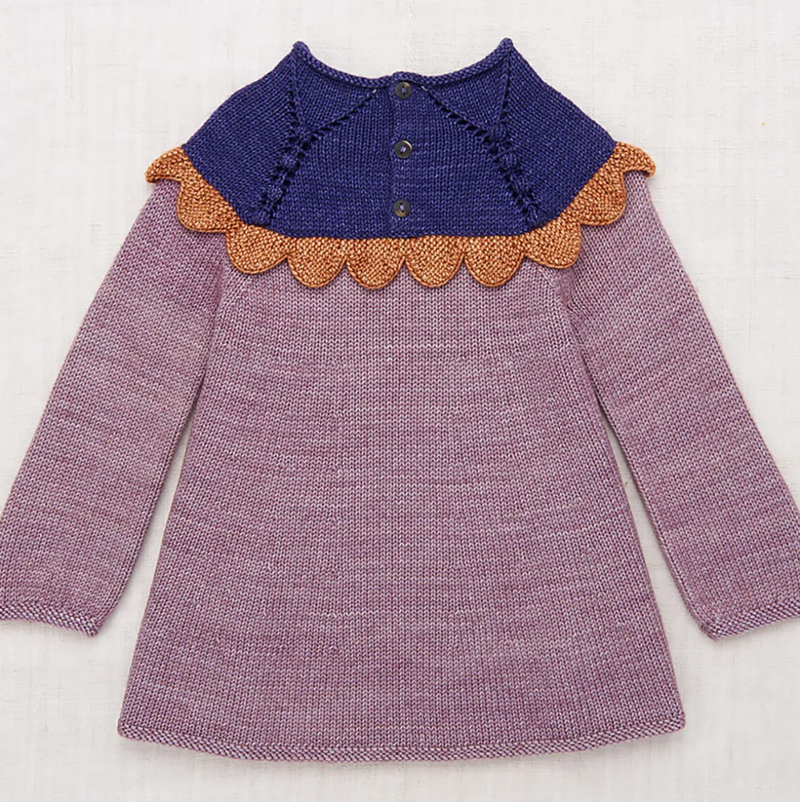 Scallop Yoke Tunic Dress in Periwinkle by Misha & Puff - Last Ones In Stock - 4-8 Years
