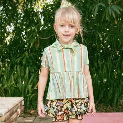 Scout Peplum Top in Mojave Watercolour Stripe by Misha & Puff
