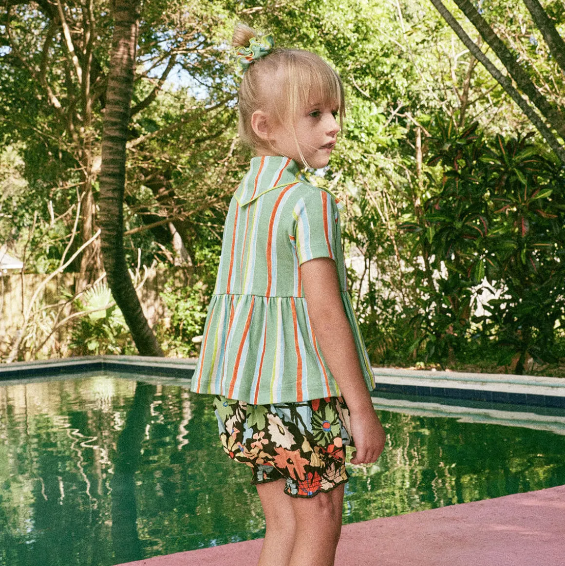 Scout Peplum Top in Mojave Watercolour Stripe by Misha & Puff