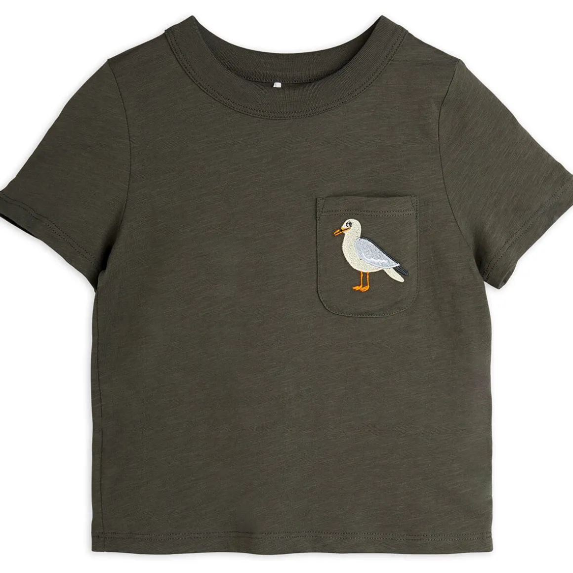 Seagull Embroidered T Shirt in Black by Mini Rodini
