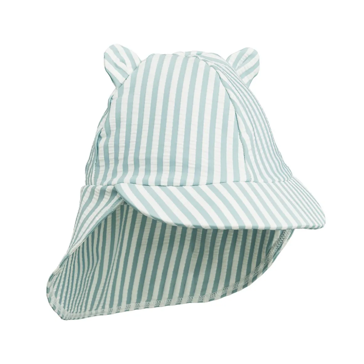 Senia UV Sun / Swim Baby Hat in Sea Blue / White Seersucker by Liewood - Last One In Stock - 0-3 Months