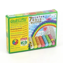 Set of 7 Ecofee Golden Glitter Drawing Chalks by OkoNorm