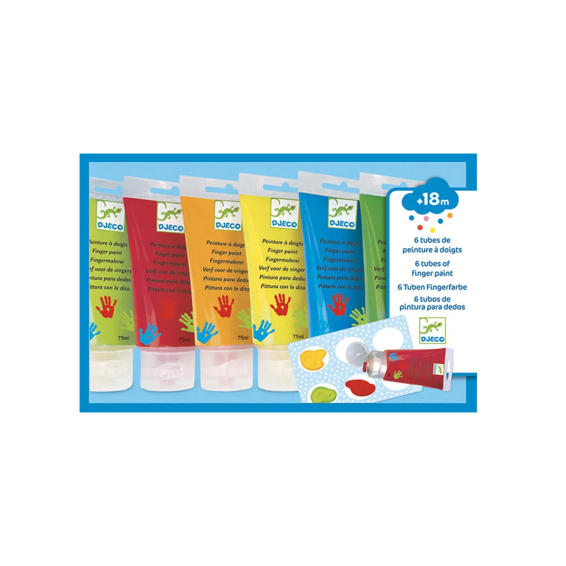 Set of 6 Finger Paints Tubes in Brights by Djeco