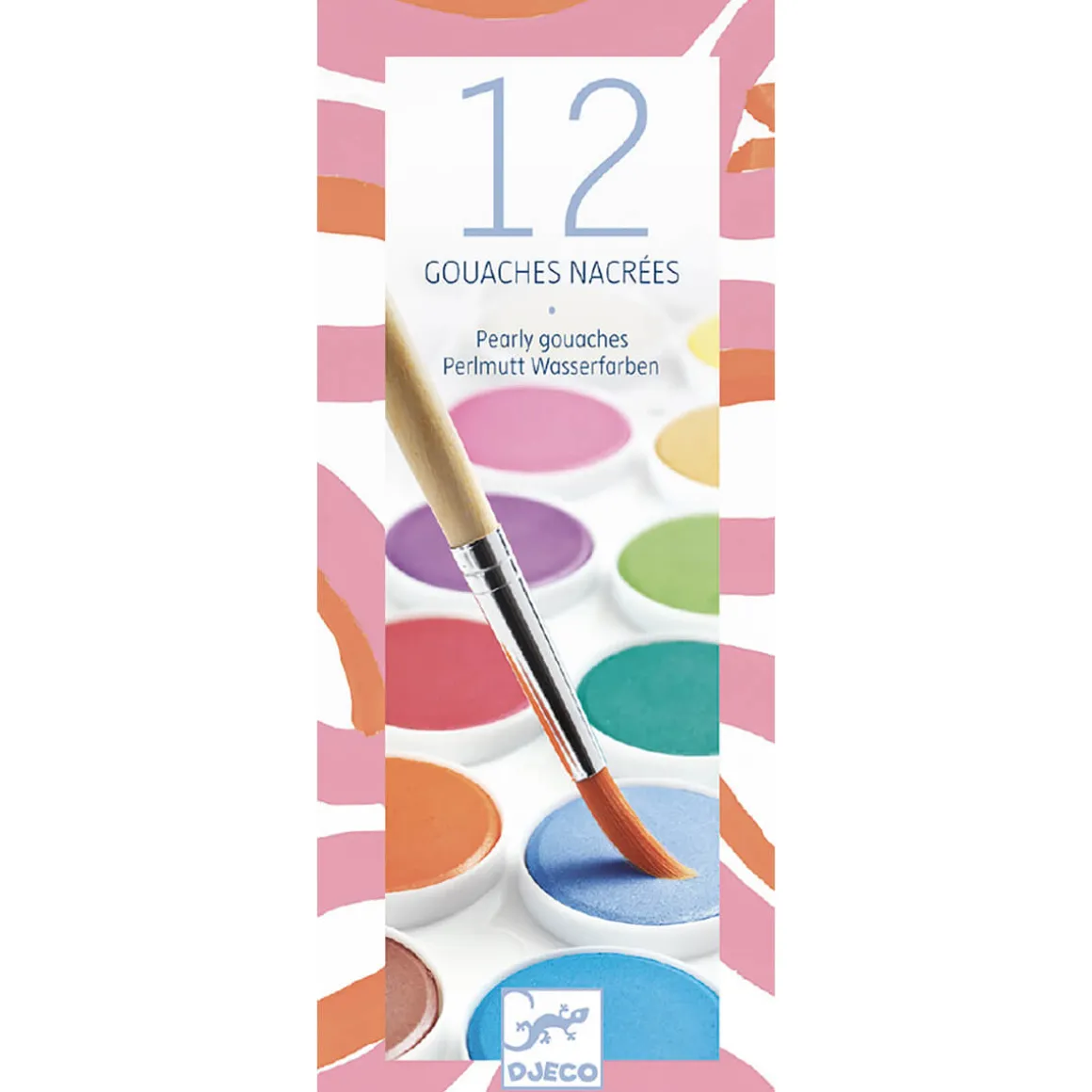 Set of 12 Pearly Gouache Paint Colour Cakes by Djeco
