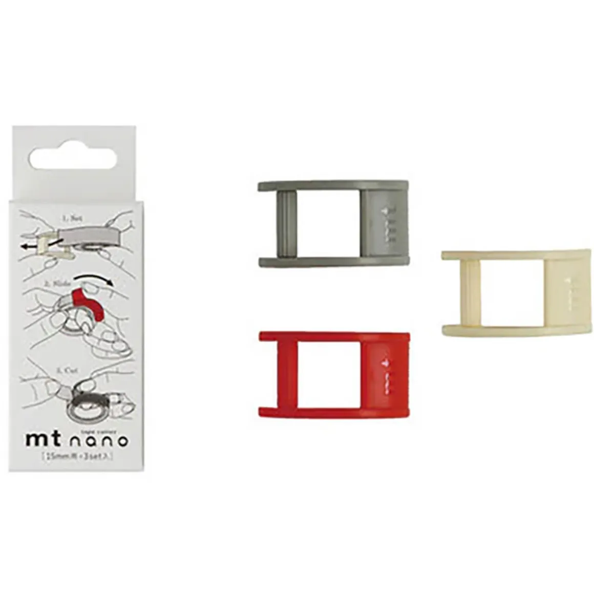 Set Of Three Nano Washi Tape Cutters (15mm) by MT Japan