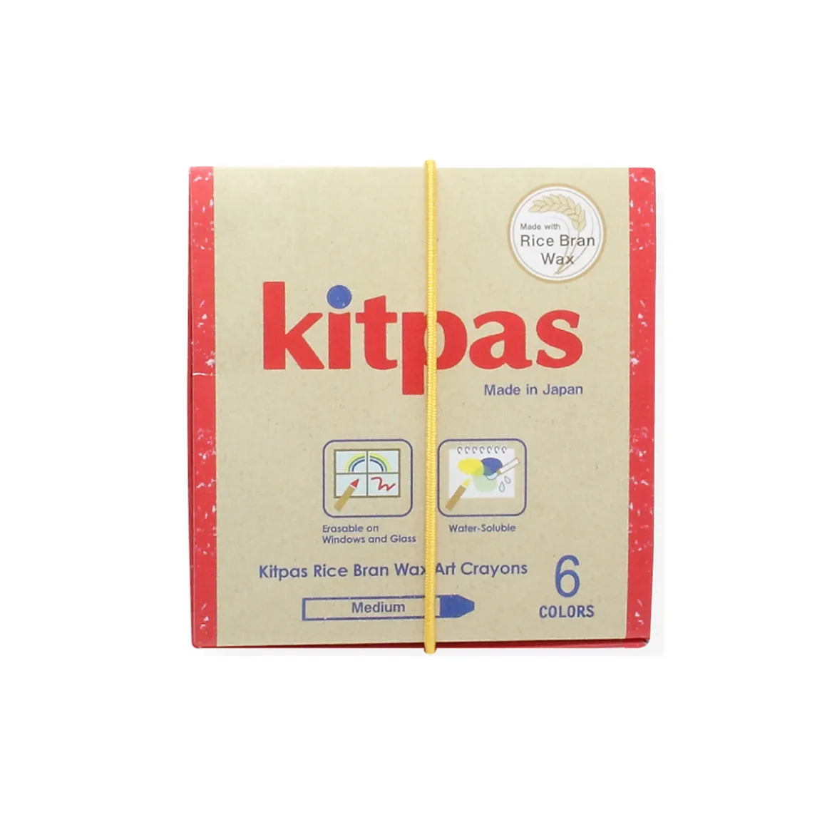 Set of 6 Water Soluble Rice Wax Crayons by Kitpas