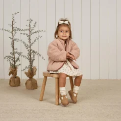 Shearling Zip Jacket in Blush by Quincy Mae