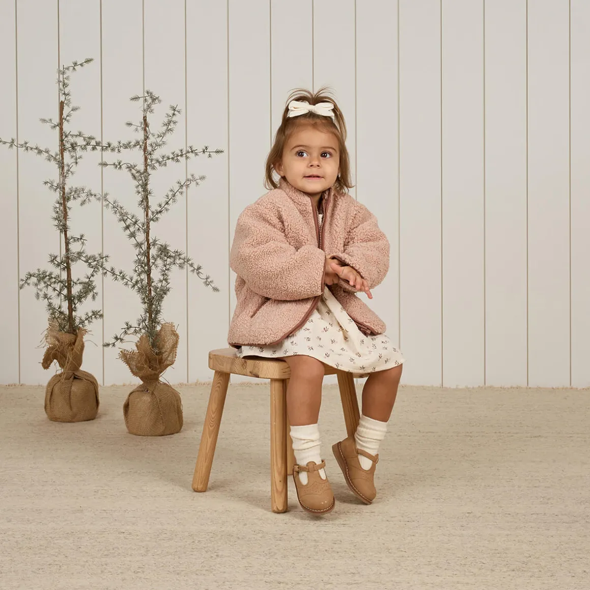 Shearling Zip Jacket in Blush by Quincy Mae