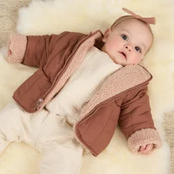 Shearling Zip Jacket in Blush by Quincy Mae