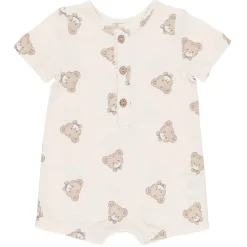 Short Sleeved Woven Romper in Teddy by Quincy Mae