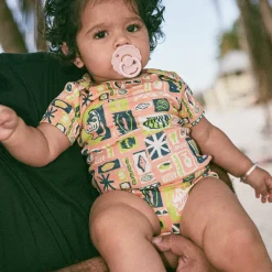 Short Sleeve Lap Onesie in Flamingo Collection by Misha & Puff