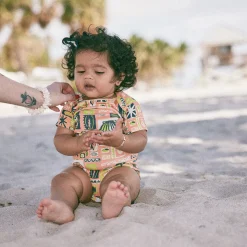 Short Sleeve Lap Onesie in Flamingo Collection by Misha & Puff