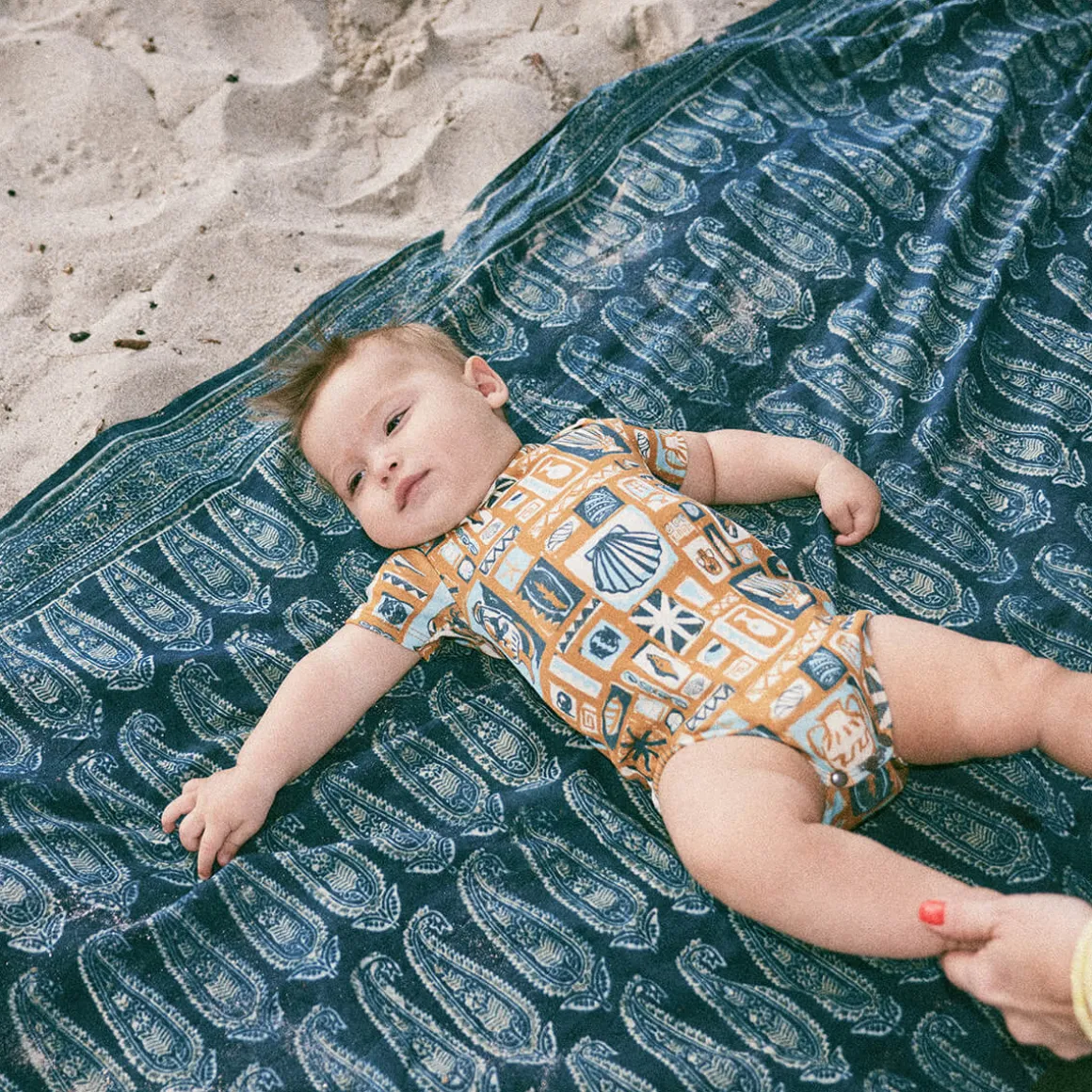 Short Sleeve Lap Onesie in Marigold Collection by Misha & Puff