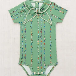 Short Sleeve Scout Onesie in Jadeite Little Botanica by Misha & Puff