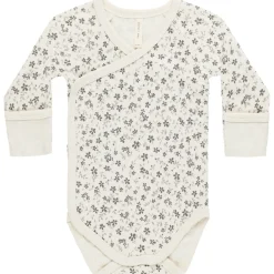 Side Snap Bodysuit in Blue Floral by Quincy Mae