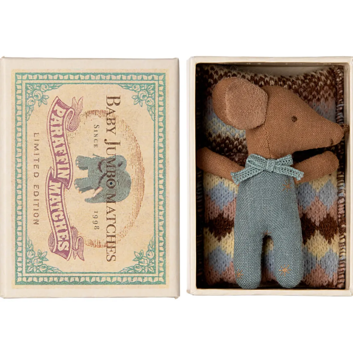 Sleepy / Wakey Baby Mouse in Blue by Maileg