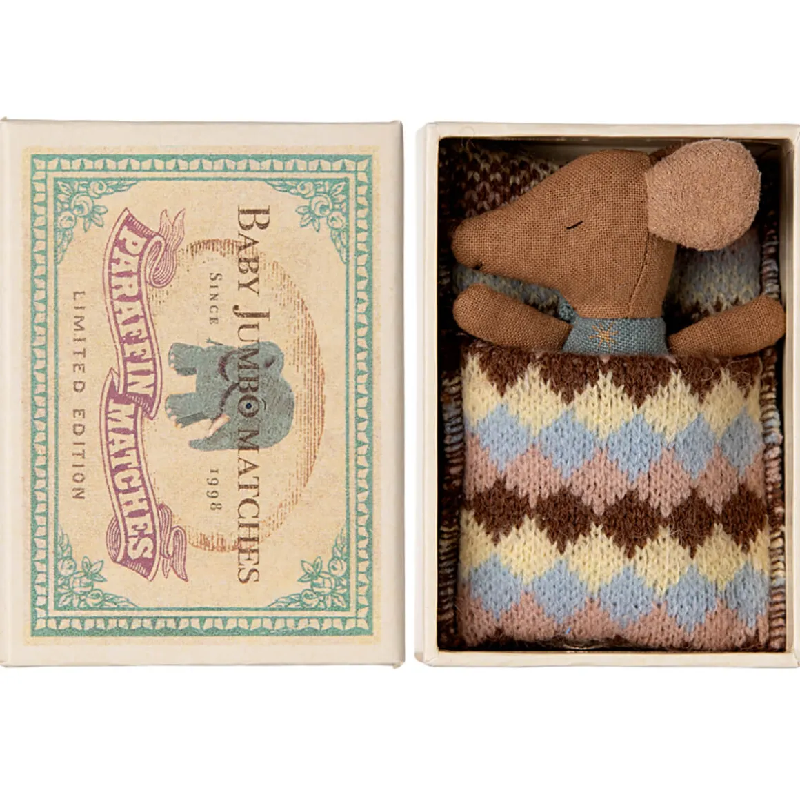 Sleepy / Wakey Baby Mouse in Blue by Maileg