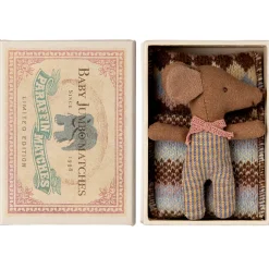 Sleepy / Wakey Baby Mouse In Matchbox in Rose by Maileg