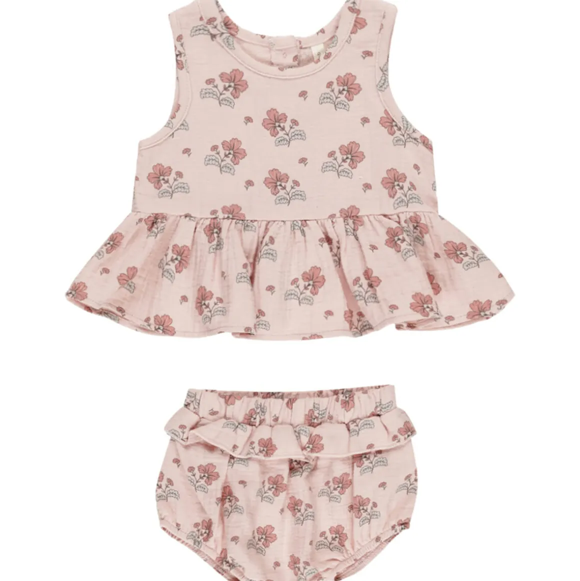 Sleeveless Peplum Set in Vintage Floral by Quincy Mae