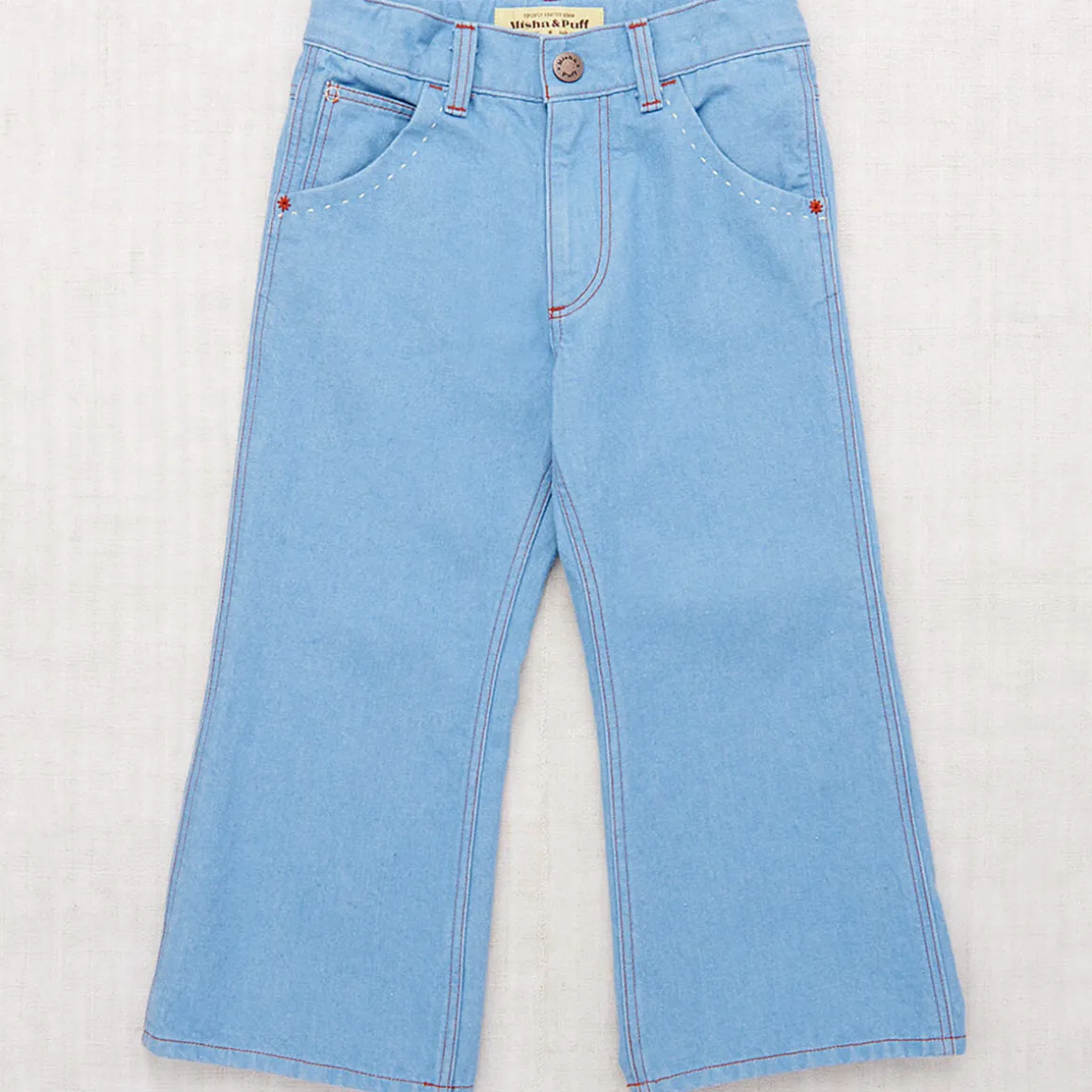 Slim Flared Jeans in Baby Blue by Misha & Puff