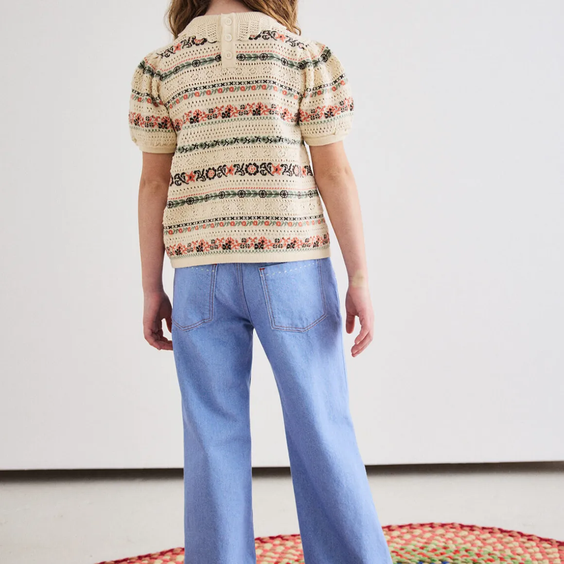 Slim Flared Jeans in Baby Blue by Misha & Puff