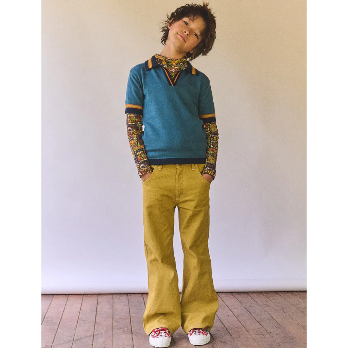 Slim Flared Jeans in Ochre Denim by Misha & Puff - Last Ones In Stock - 5-6 Years